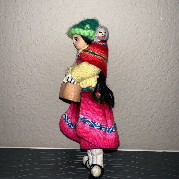 Lot Of 3 Vintage Peruvian Handmade Cloth Stuffed Dolls 7” - Picture 5 of 10